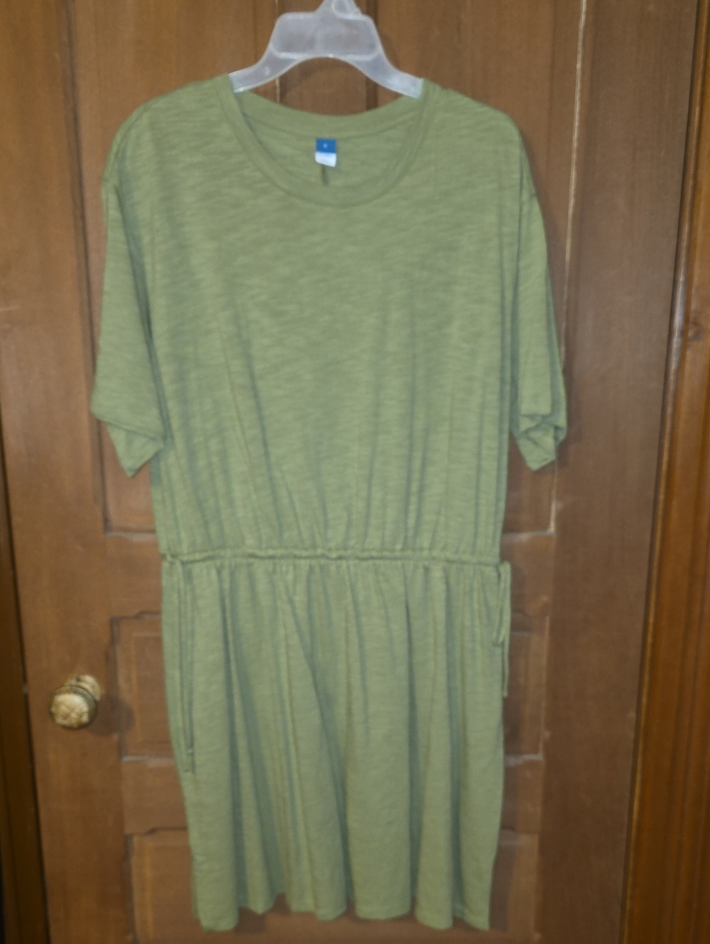 Gap Olive Green Short Sleeve Drawstring Waist Dress